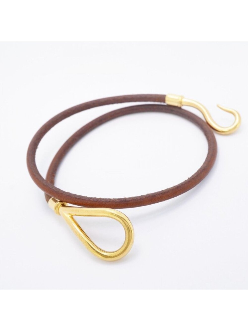 Hermes Bracelet Jumbo Hook Gold Plated Leather Brown - Picture 4 of 9